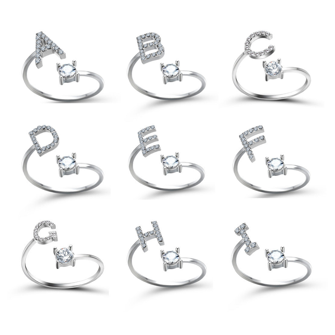Adjustable 26 Initial Letter Ring Fashion Jewelry For Women Simple Elegant Jewelry