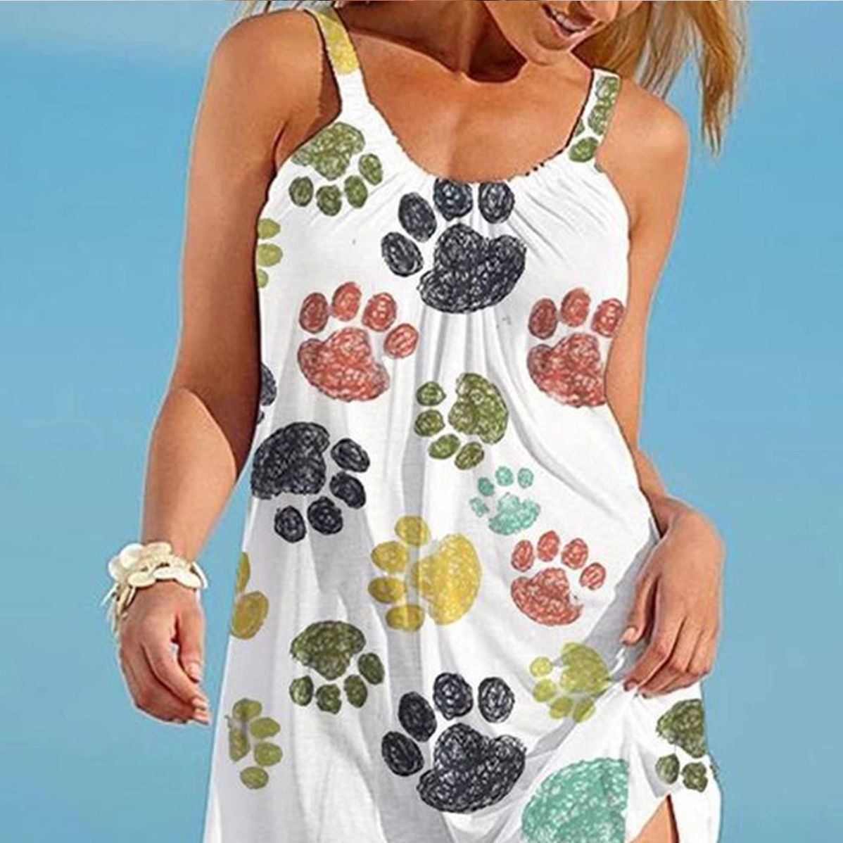Printed Beach Midi Dress