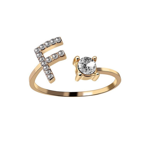 Adjustable 26 Initial Letter Ring Fashion Jewelry For Women Simple Elegant Jewelry