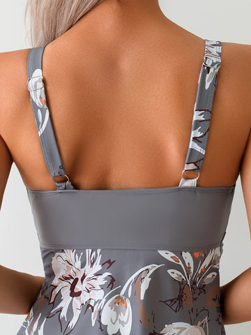 Chest Cross Tankini Suit