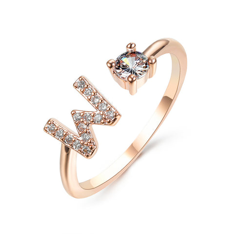 Adjustable 26 Initial Letter Ring Fashion Jewelry For Women Simple Elegant Jewelry