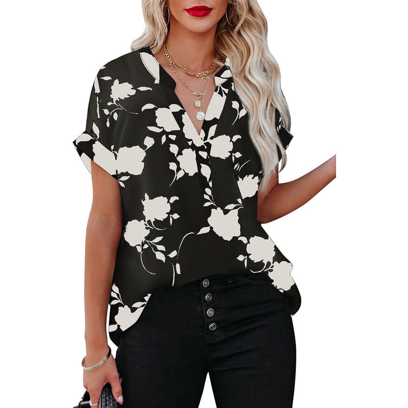 Floral Print Short Summer Sleeve Shirt