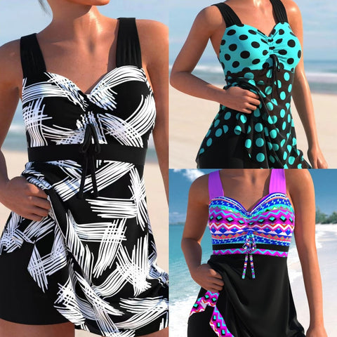 Split Large Women's Tankini Skinny Belly Length Swimsuit
