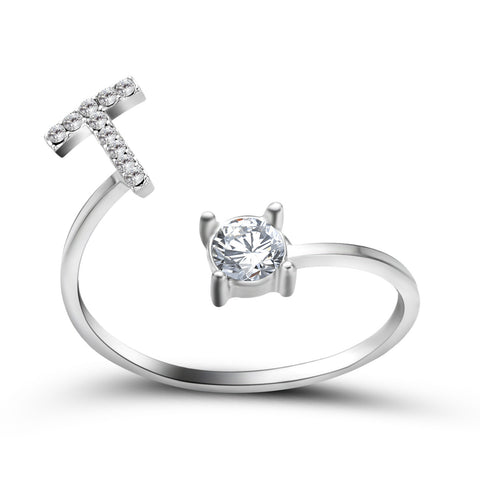 Adjustable 26 Initial Letter Ring Fashion Jewelry For Women Simple Elegant Jewelry