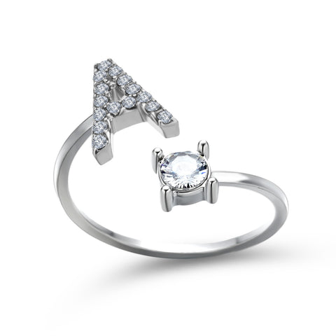 Adjustable 26 Initial Letter Ring Fashion Jewelry For Women Simple Elegant Jewelry