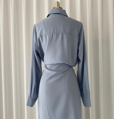 Retro irregular waist shirt dress