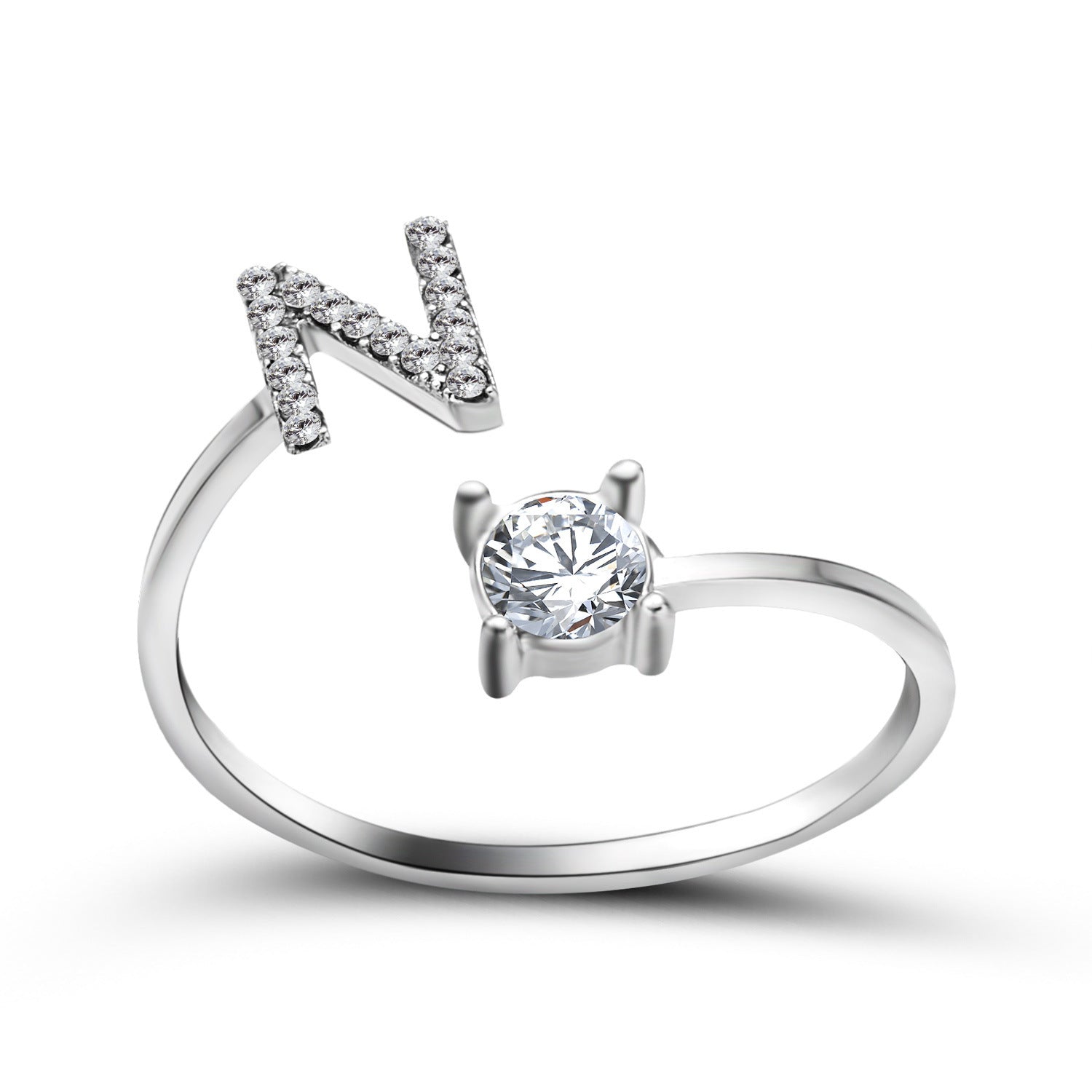 Adjustable 26 Initial Letter Ring Fashion Jewelry For Women Simple Elegant Jewelry