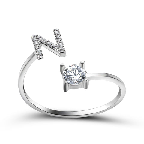 Adjustable 26 Initial Letter Ring Fashion Jewelry For Women Simple Elegant Jewelry