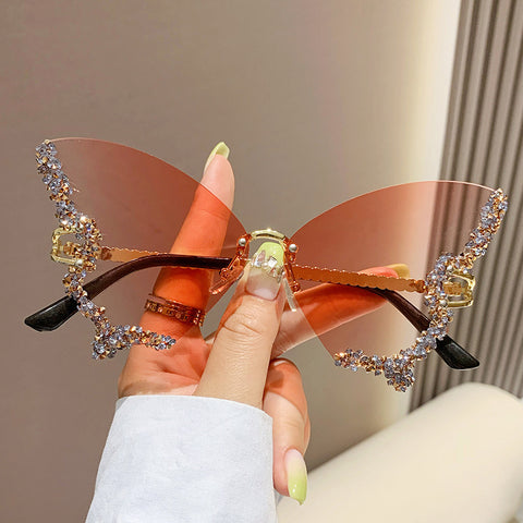 Y2K Vintage Luxury Diamond Butterfly Oversized Sunglasses