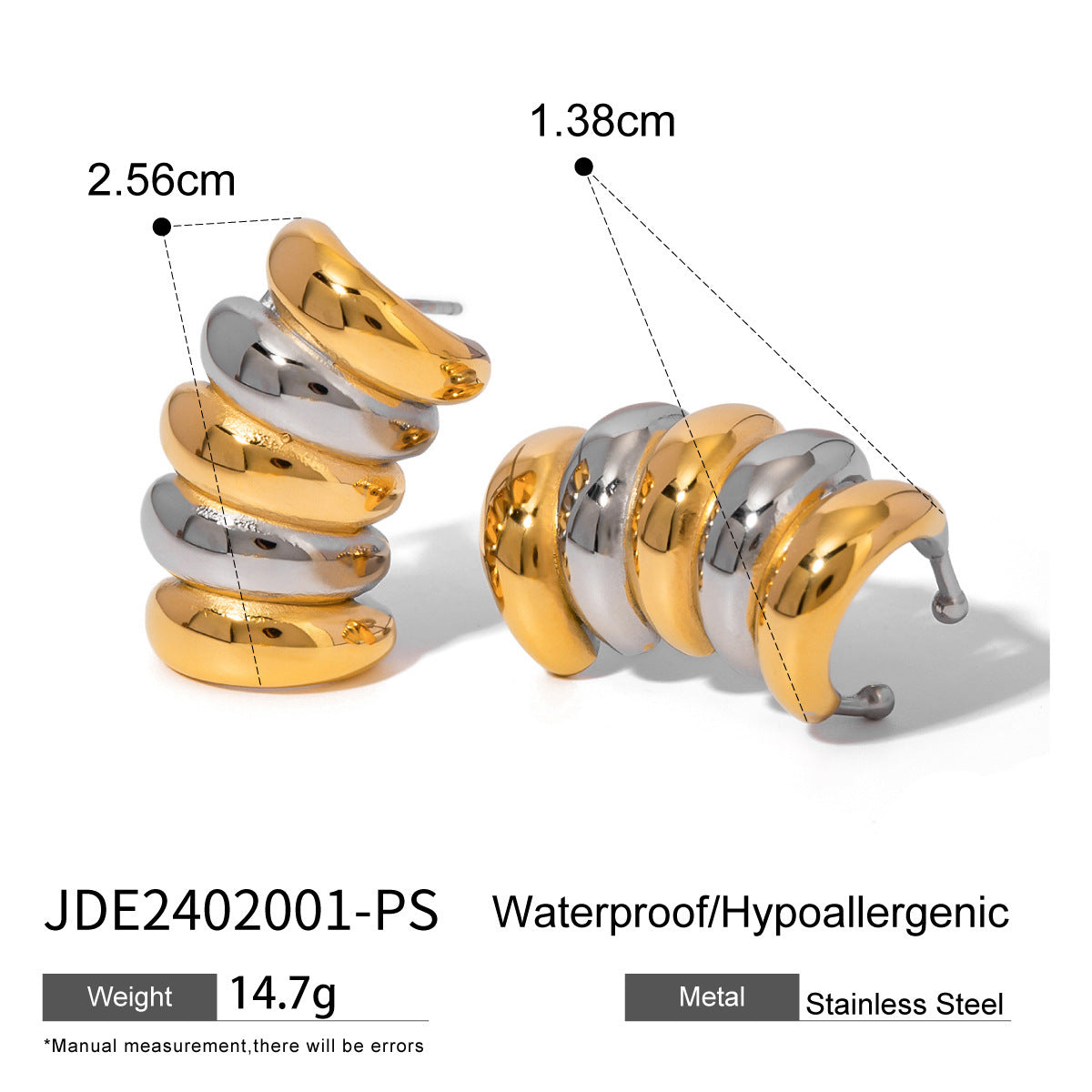 European And American Stainless Steel Contrast Earrings