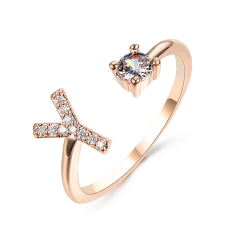 Adjustable 26 Initial Letter Ring Fashion Jewelry For Women Simple Elegant Jewelry