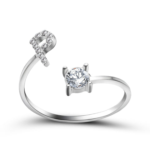 Adjustable 26 Initial Letter Ring Fashion Jewelry For Women Simple Elegant Jewelry