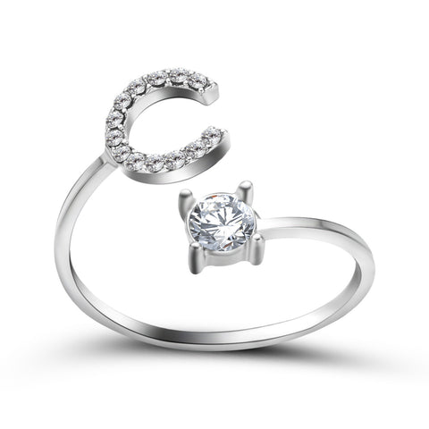 Adjustable 26 Initial Letter Ring Fashion Jewelry For Women Simple Elegant Jewelry