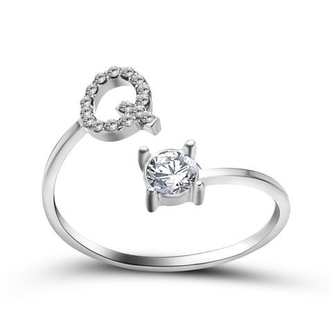 Adjustable 26 Initial Letter Ring Fashion Jewelry For Women Simple Elegant Jewelry