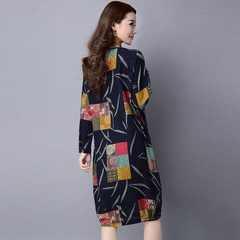 Vintage printed linen midi skirt