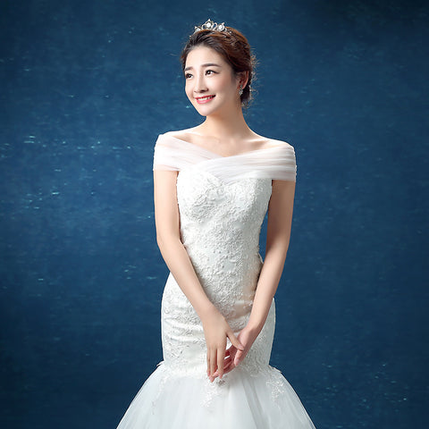 Fashionable shoulder lace Fish Tail Han Wedding Dress