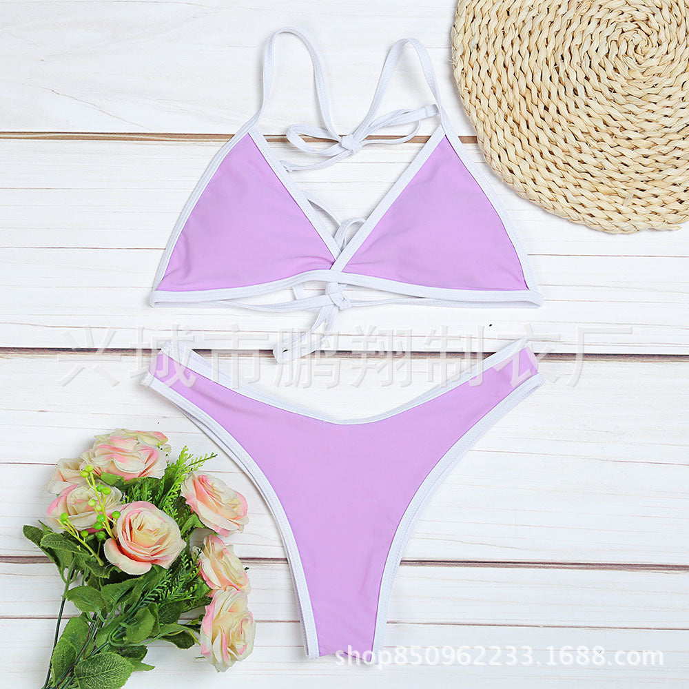 Solid Bikini with edge Lining.