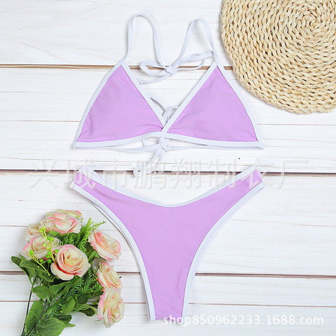 Solid Bikini with edge Lining.