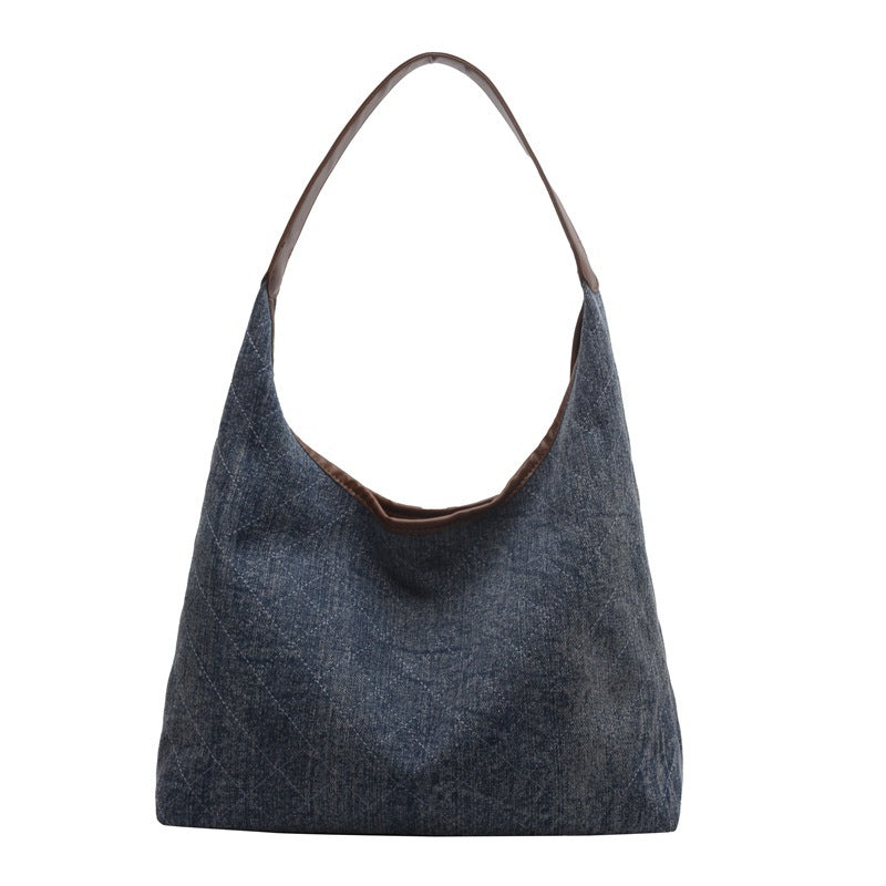 Denim Canvas Bucket Tote Bag