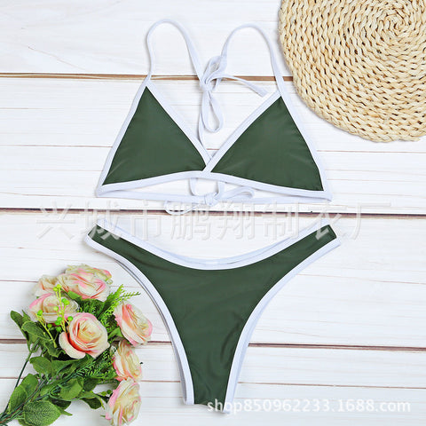 Solid Bikini with edge Lining.