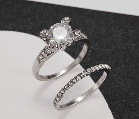 Double Stackable Set Rings 2Pcs For Wedding Engagement Party