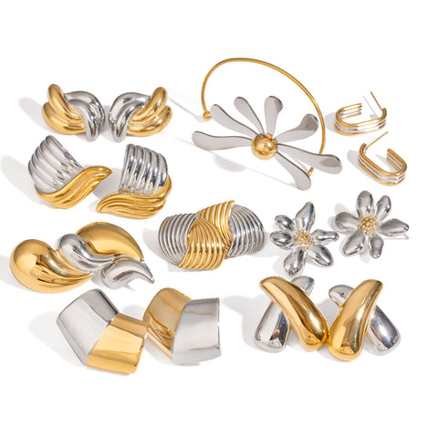 European And American Stainless Steel Contrast Earrings