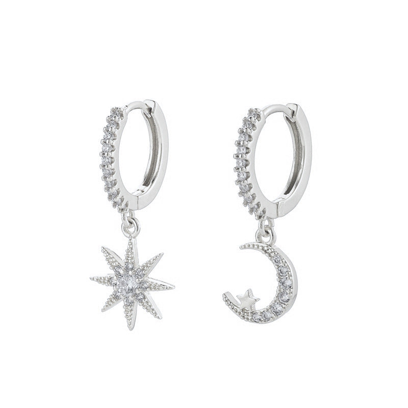 Star Moon Asymmetric Earrings
