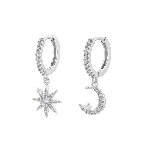 Star Moon Asymmetric Earrings