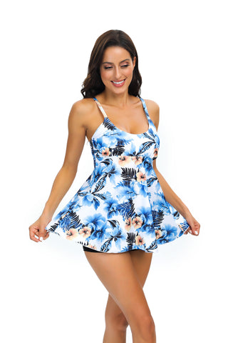 Fashionable Printed Skirt Loose Swimsuit Tankini