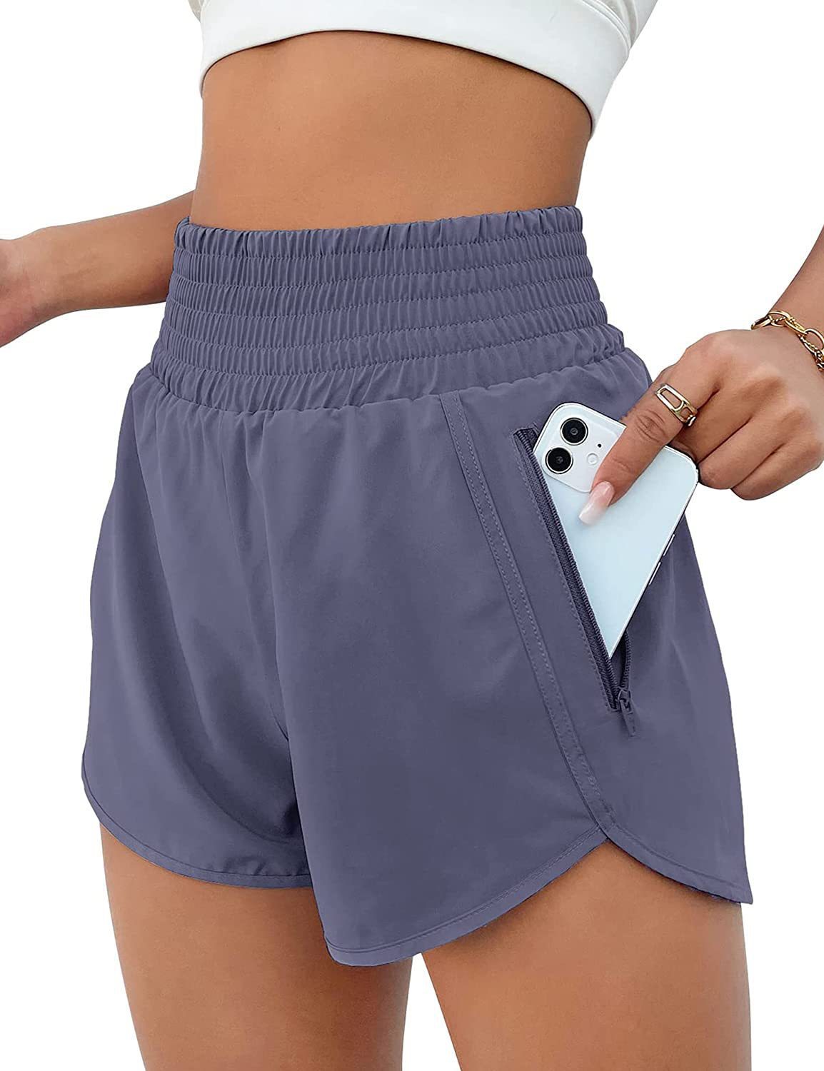 Women's Fashion High Top Sports Running Yoga Short Belt Lining