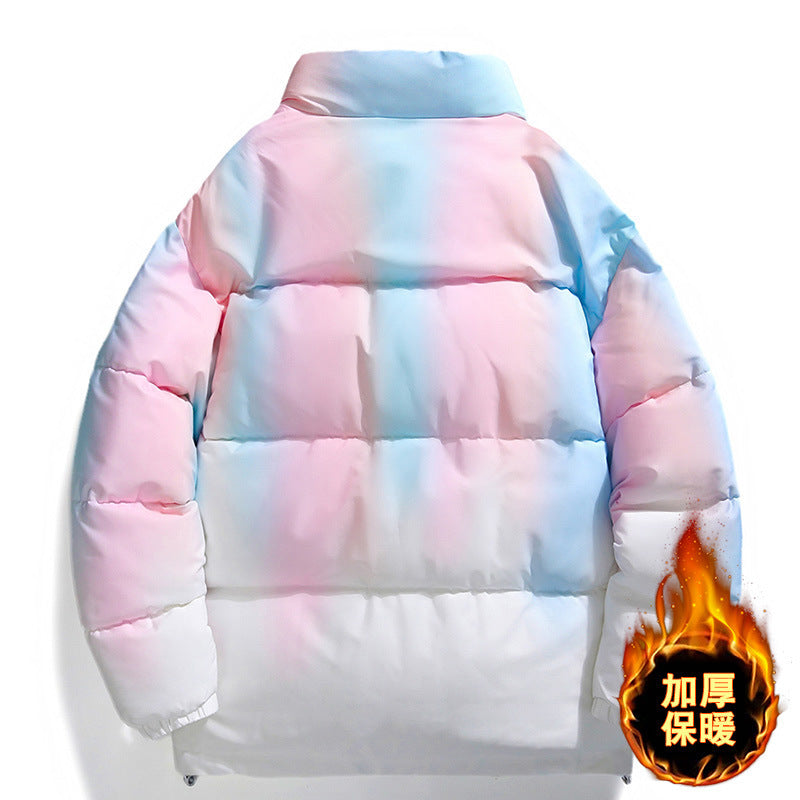Stand-up Collar Gradient Plush Thickened Jacket With Pockets
