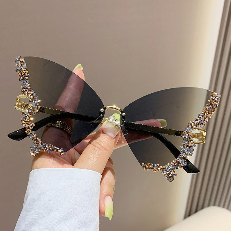 Y2K Vintage Luxury Diamond Butterfly Oversized Sunglasses