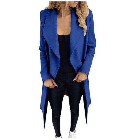 Double Breasted Winter Notched Mid Long Woolen Coat