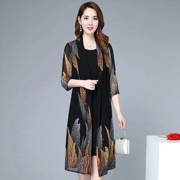Two-piece Chiffon Shirt Dress With Sleeves