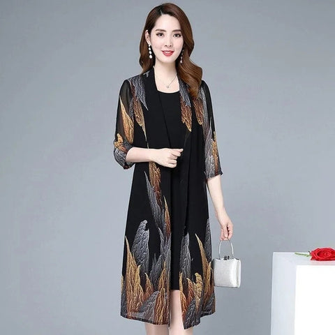 Two-piece Chiffon Shirt Dress With Sleeves