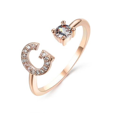 Adjustable 26 Initial Letter Ring Fashion Jewelry For Women Simple Elegant Jewelry