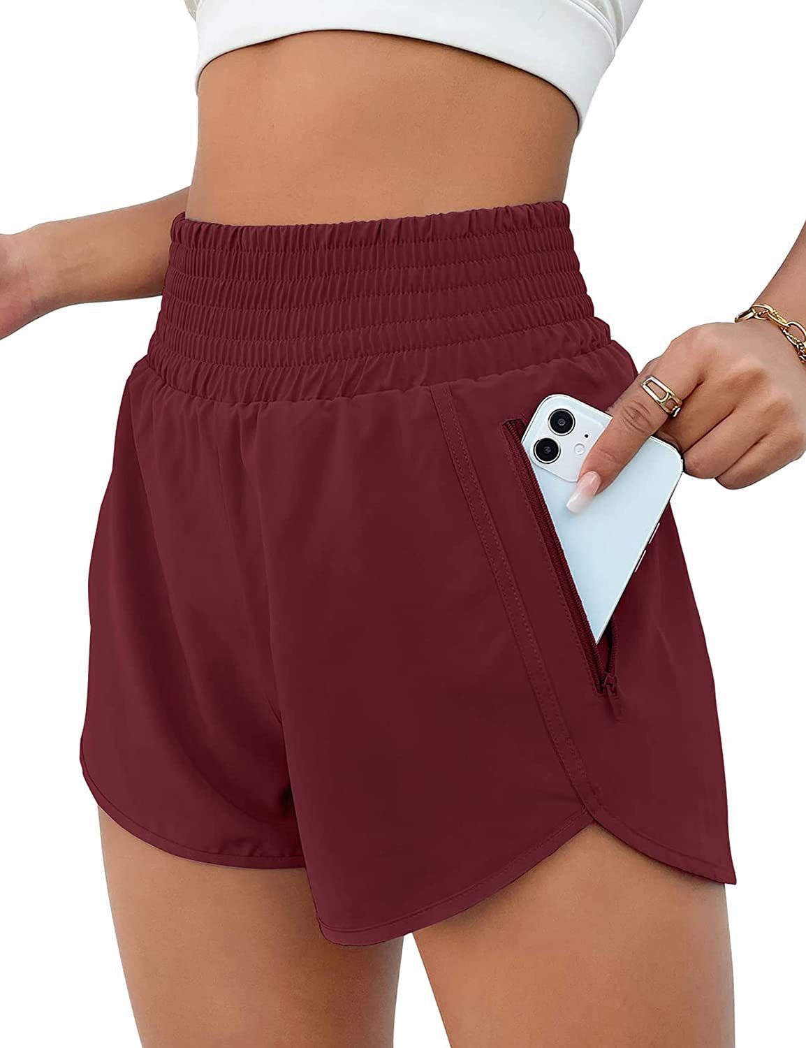 Women's Fashion High Top Sports Running Yoga Short Belt Lining