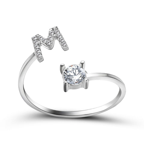 Adjustable 26 Initial Letter Ring Fashion Jewelry For Women Simple Elegant Jewelry