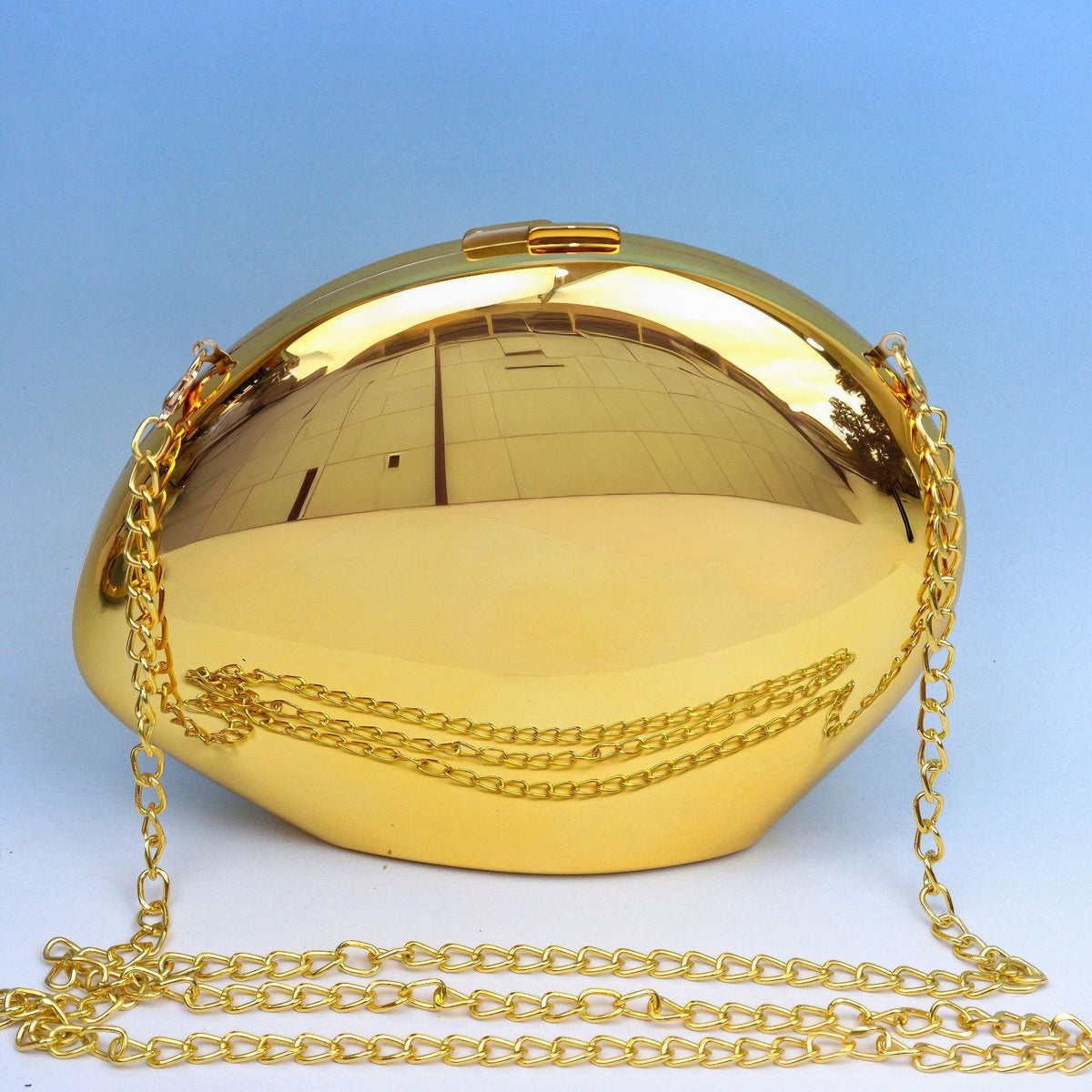 Golden Acrylic Metallic Goose Egg Box Banquet Clutch
