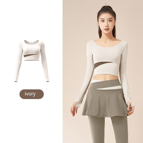 Slim Fit Nude Fast Drying Seamless Long Sleeve Active Sports Tops