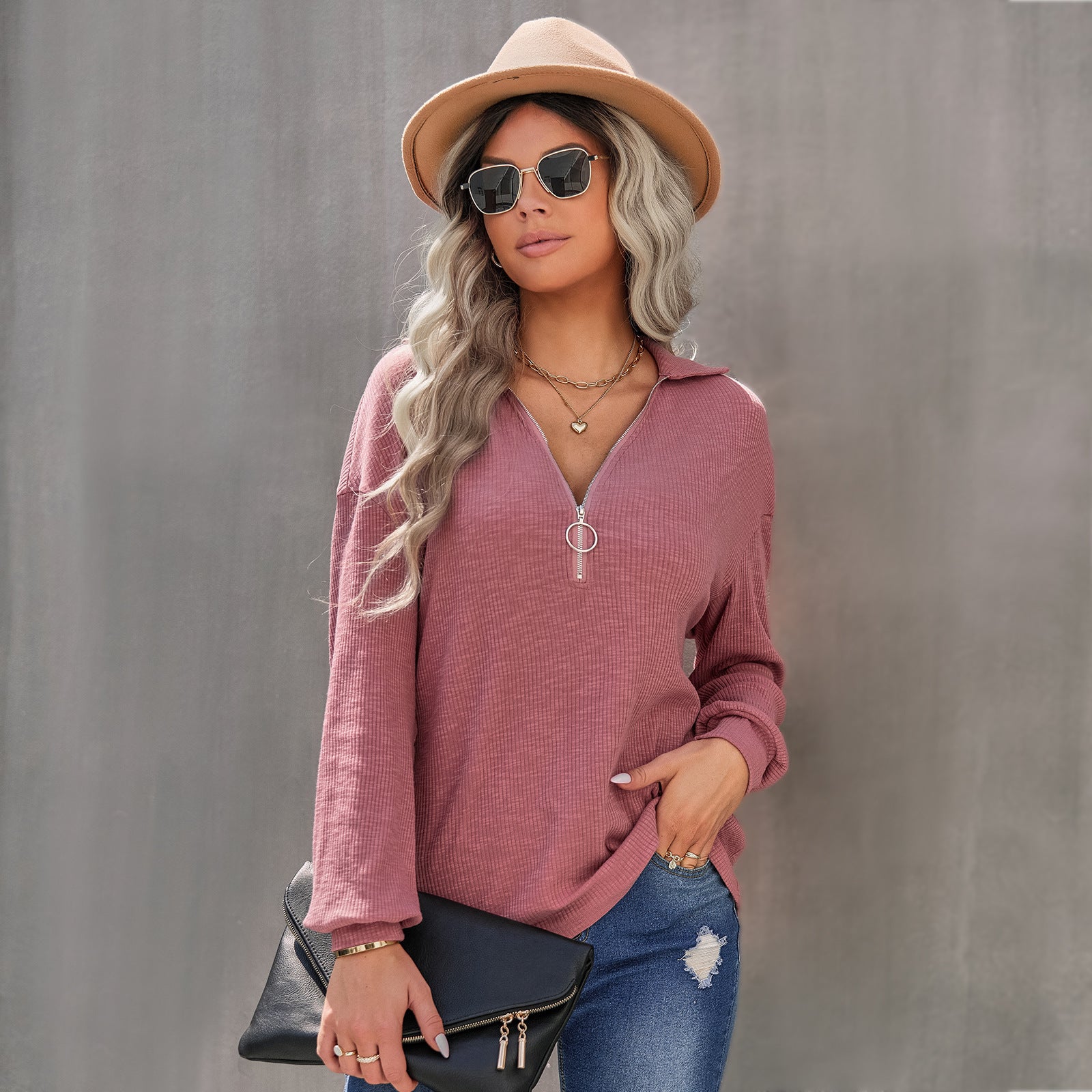 Women's Casual Lapel Pullover Knit Tops