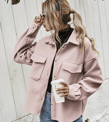 Lapel Single-breasted Thickened Solid Color Jacket