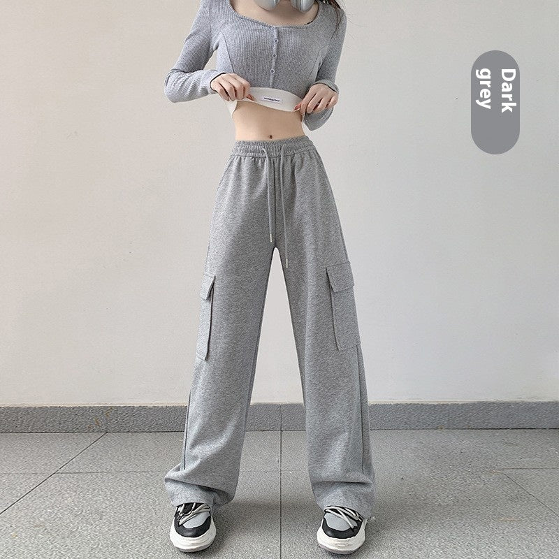 American Style Overalls Women's Casual Loose Tapered Drawstring Trouser