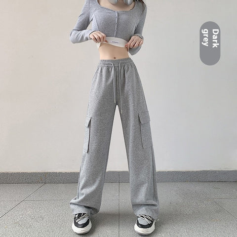 American Style Overalls Women's Casual Loose Tapered Drawstring Trouser