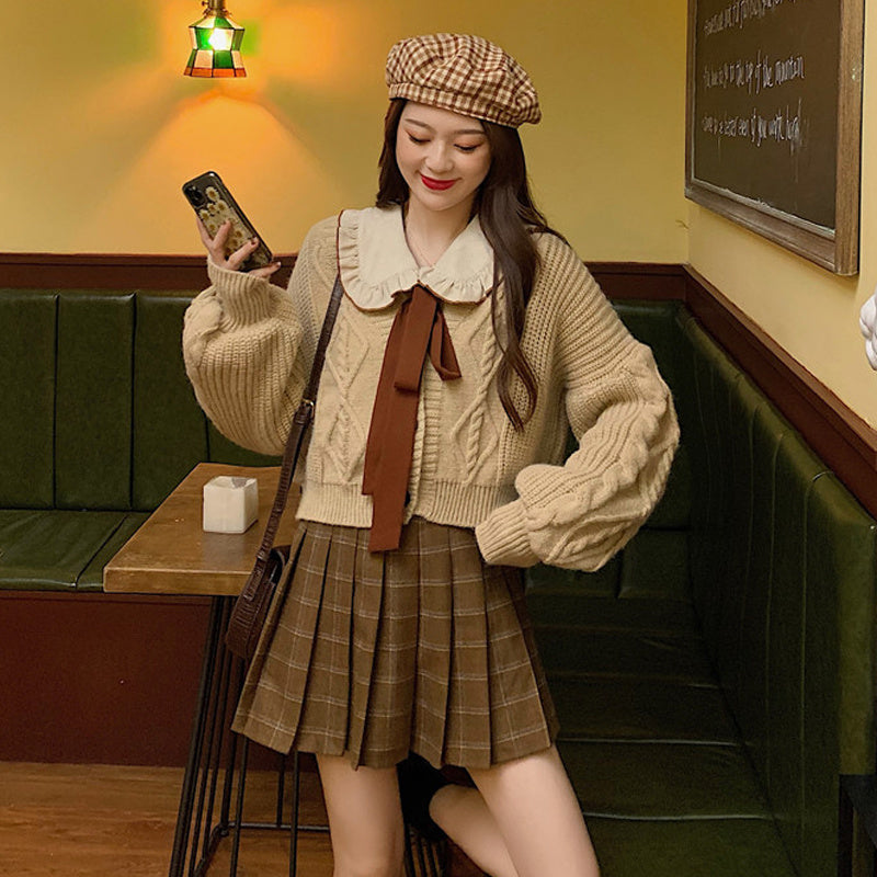 Loose Short Outer Layer Thin Long Sleeve Knit Cardigan Tops