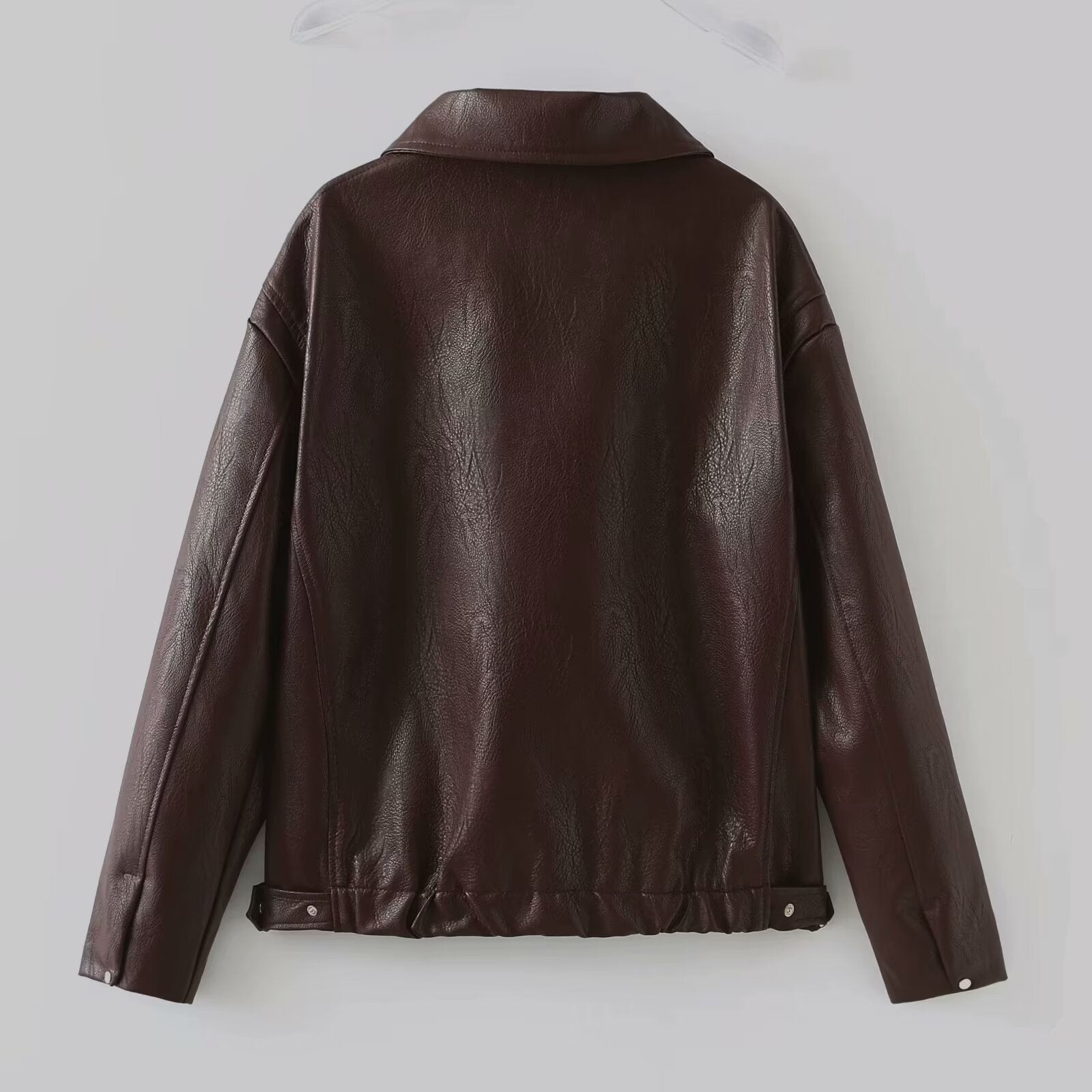 Long Sleeved Solid Color Lapel Zipper Jacket Coat