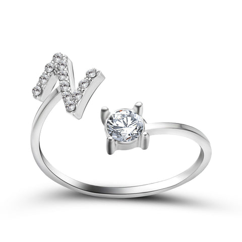 Adjustable 26 Initial Letter Ring Fashion Jewelry For Women Simple Elegant Jewelry