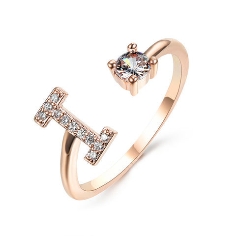 Adjustable 26 Initial Letter Ring Fashion Jewelry For Women Simple Elegant Jewelry