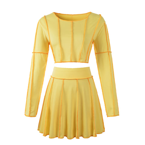 Mini skirt suit with Stitching