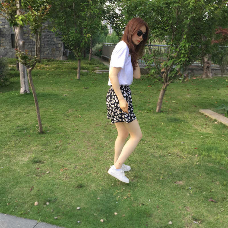 Daisy Polka Dot Chiffon High Waist Wide Leg Shorts